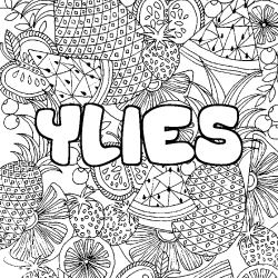 Coloración del nombre YLIES - decorado mandala de frutas