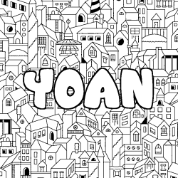 Coloración del nombre YOAN - decorado ciudad