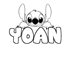 Coloración del nombre YOAN - decorado Stitch