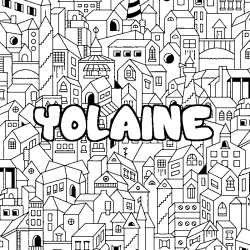 Coloración del nombre YOLAINE - decorado ciudad