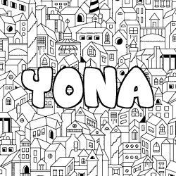 Coloración del nombre YONA - decorado ciudad