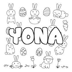 Coloración del nombre YONA - decorado Pascua