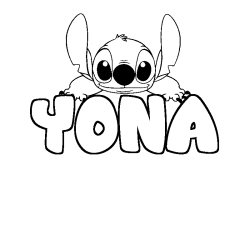 Coloración del nombre YONA - decorado Stitch