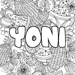 Coloración del nombre YONI - decorado mandala de frutas