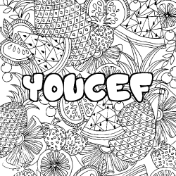 Coloración del nombre YOUCEF - decorado mandala de frutas