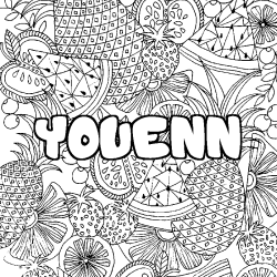 Coloración del nombre YOUENN - decorado mandala de frutas