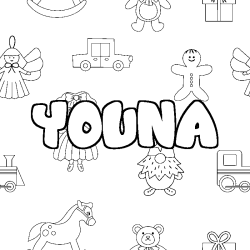 Coloración del nombre YOUNA - decorado juguetes