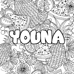 Coloración del nombre YOUNA - decorado mandala de frutas