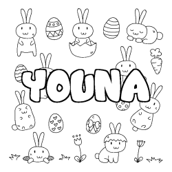 Coloración del nombre YOUNA - decorado Pascua