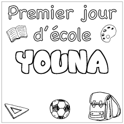 Coloración del nombre YOUNA - decorado primer día de escuela