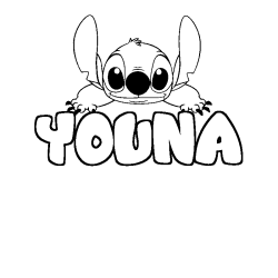 Coloración del nombre YOUNA - decorado Stitch