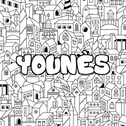 Coloración del nombre YOUNÈS - decorado ciudad