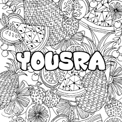 Coloración del nombre YOUSRA - decorado mandala de frutas