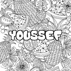 Coloración del nombre YOUSSEF - decorado mandala de frutas