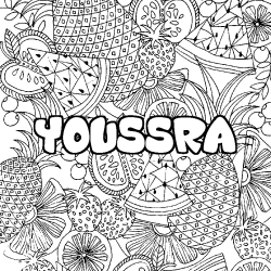 Coloración del nombre YOUSSRA - decorado mandala de frutas