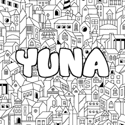 Coloración del nombre YUNA - decorado ciudad