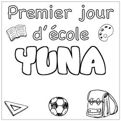 Coloración del nombre YUNA - decorado primer día de escuela