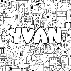 Coloración del nombre YVAN - decorado ciudad