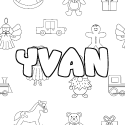 Coloración del nombre YVAN - decorado juguetes