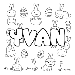 Coloración del nombre YVAN - decorado Pascua