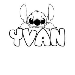 Coloración del nombre YVAN - decorado Stitch