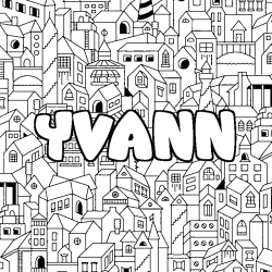 Coloración del nombre YVANN - decorado ciudad