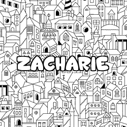 Coloración del nombre ZACHARIE - decorado ciudad