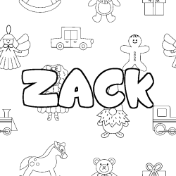 Coloración del nombre ZACK - decorado juguetes