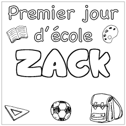 Coloración del nombre ZACK - decorado primer día de escuela