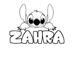 Coloración del nombre ZAHRA - decorado Stitch