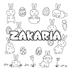 Coloración del nombre ZAKARIA - decorado Pascua