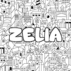 Coloración del nombre ZELIA - decorado ciudad