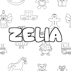 Coloración del nombre ZELIA - decorado juguetes