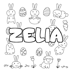 Coloración del nombre ZELIA - decorado Pascua