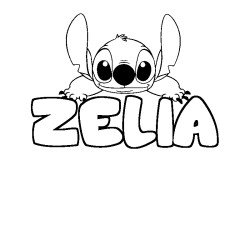 Coloración del nombre ZELIA - decorado Stitch