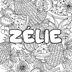 Coloración del nombre ZÉLIE - decorado mandala de frutas