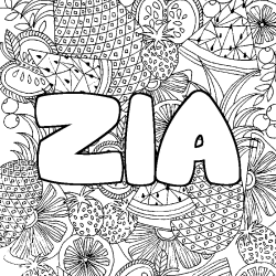 Coloración del nombre ZIA - decorado mandala de frutas