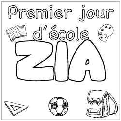 Coloración del nombre ZIA - decorado primer día de escuela