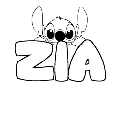 Coloración del nombre ZIA - decorado Stitch