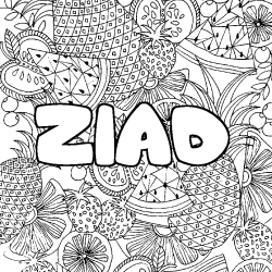 Coloración del nombre ZIAD - decorado mandala de frutas