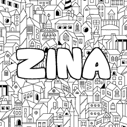 Coloración del nombre ZINA - decorado ciudad