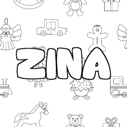 Coloración del nombre ZINA - decorado juguetes