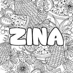 Coloración del nombre ZINA - decorado mandala de frutas