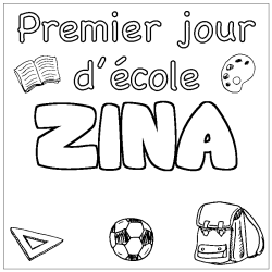 Coloración del nombre ZINA - decorado primer día de escuela