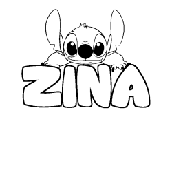 Coloración del nombre ZINA - decorado Stitch