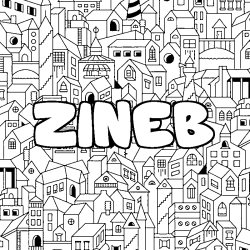 Coloración del nombre ZINEB - decorado ciudad