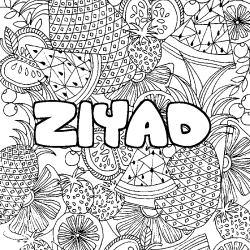 Coloración del nombre ZIYAD - decorado mandala de frutas