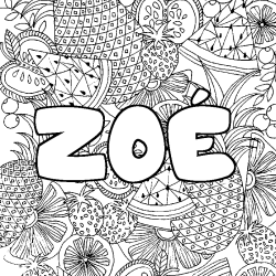 Coloración del nombre ZOÉ - decorado mandala de frutas