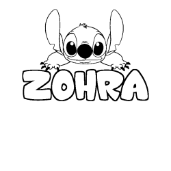 Coloración del nombre ZOHRA - decorado Stitch